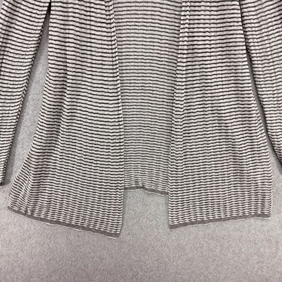 Eileen Fisher Sweater Womens Small Cardigan Linen Black White Striped Open Front - Picture 3 of 12